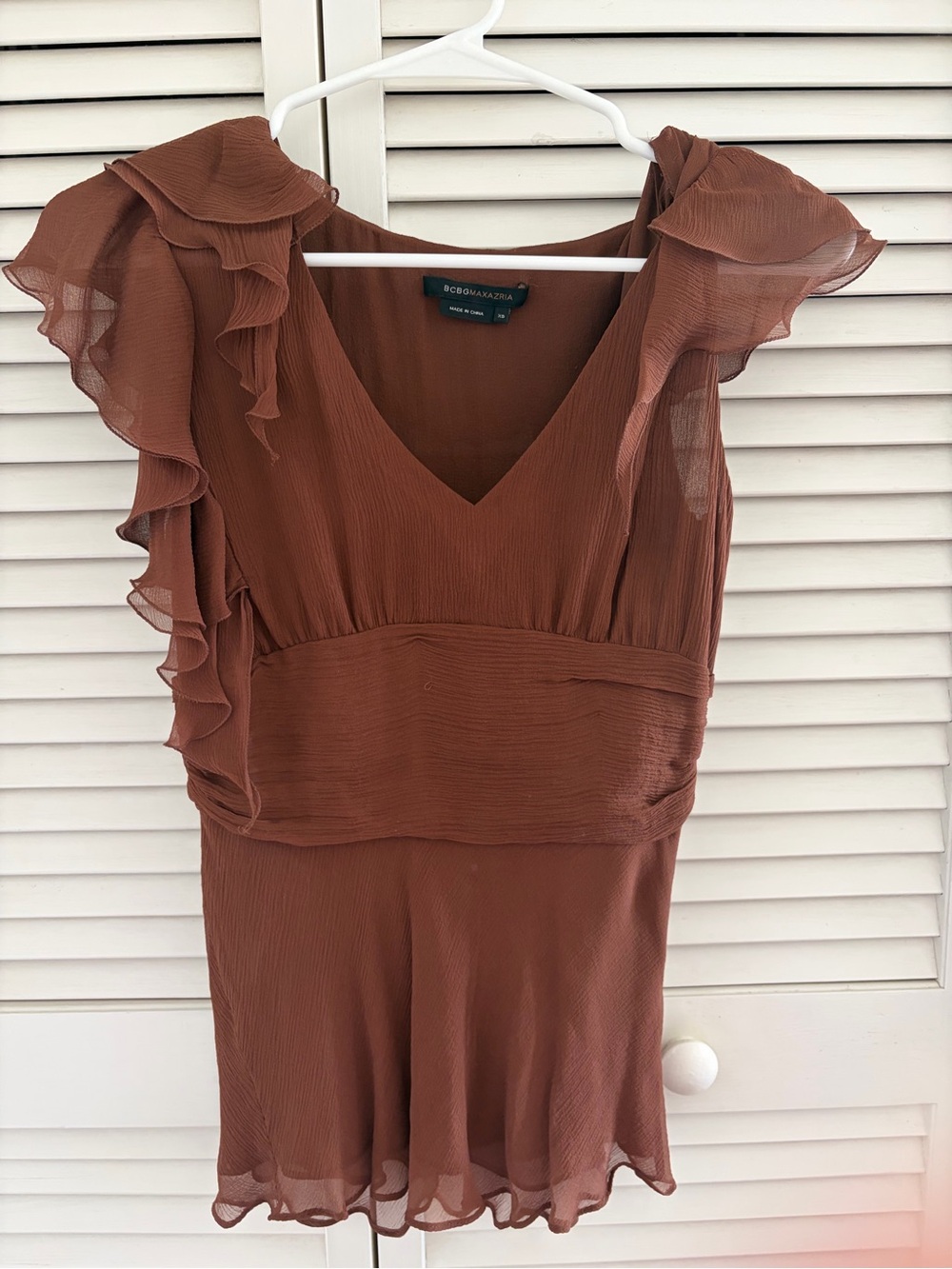 BCBGMaxAzria Camel Brown Womens Blouse Top